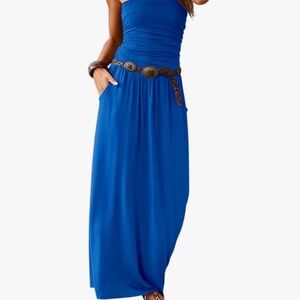 NWOT Strapless Blue Maxi Dress